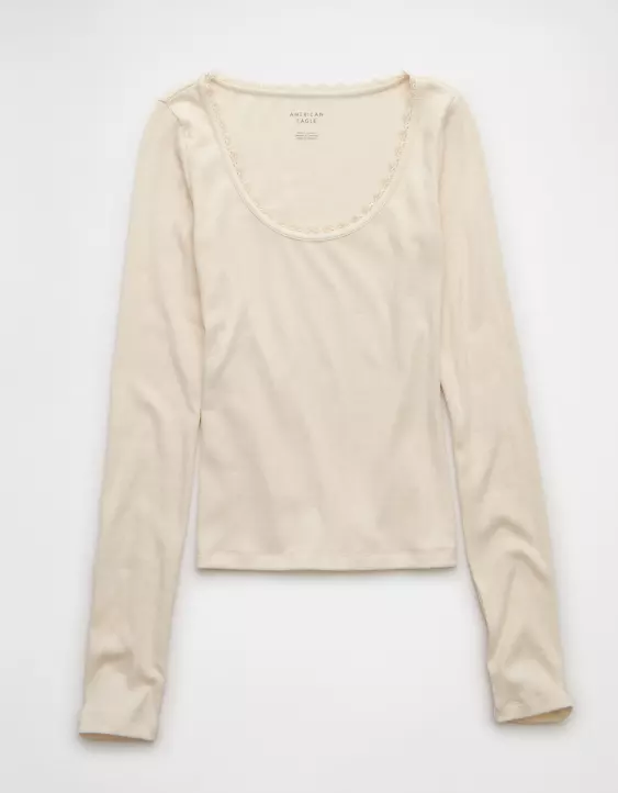 AE Lace-Trim Long Sleeve T-Shirt - Image 3