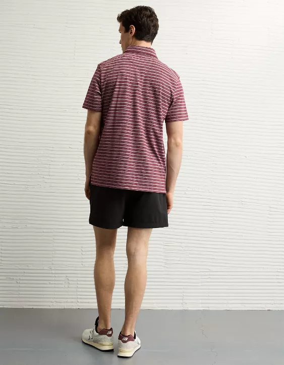 AE 24/7 Club Logo Striped Polo Shirt - Image 2