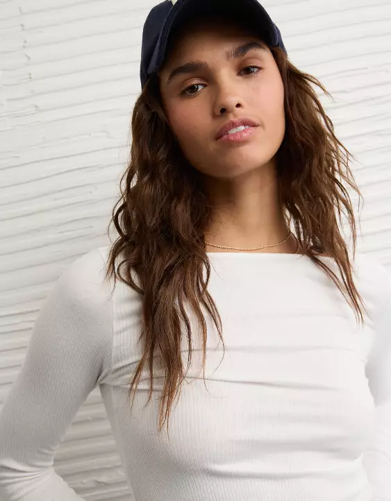 AE Long Sleeve Boatneck Baby Tee - Image 6