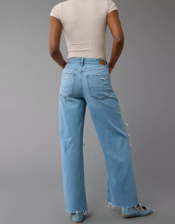 AE Dreamy Drape Stretch Ripped Super High-Waisted Baggy Wide-Leg Jean - Image 2