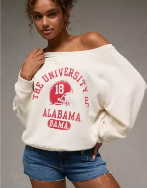 AE Alabama Crimson Tide Graphic Off The Shoulder Sweatshirt