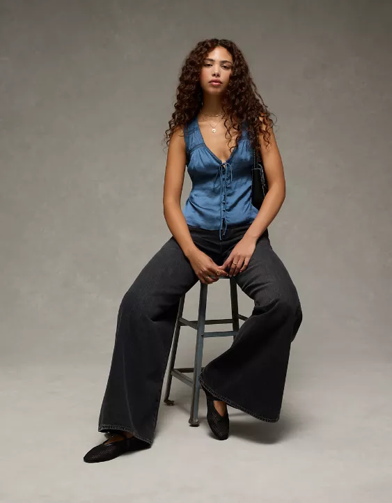 AE Lace Button-Front Tank Top - Image 5