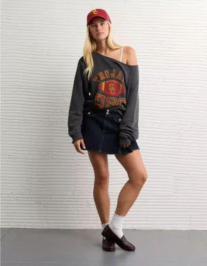 AE USC Trojans Graphic Off The Shoulder Sweatshirt