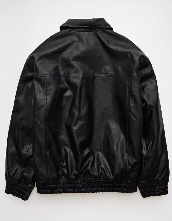 AE Oversized Vegan Leather Bomber Jacket - Image 4