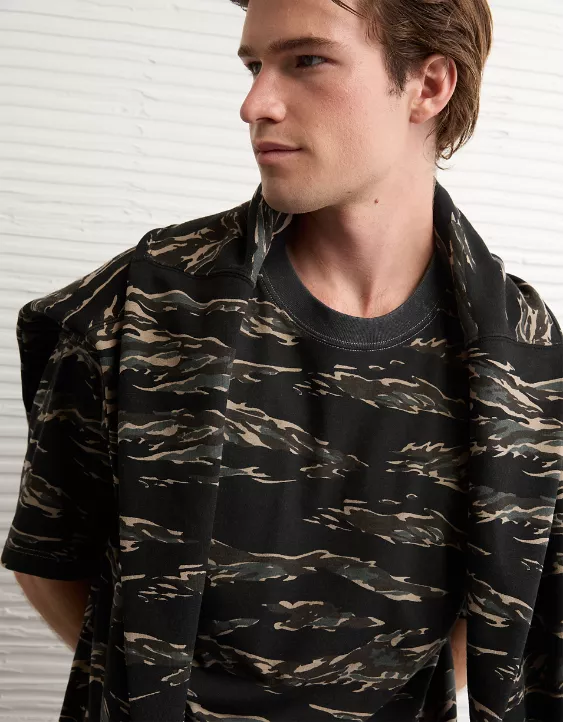 AE Laidback Luxe Heavyweight Oversized Camo T-Shirt - Image 6