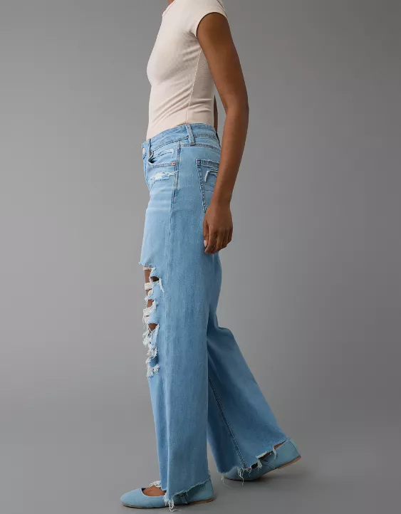 AE Dreamy Drape Stretch Ripped Super High-Waisted Baggy Wide-Leg Jean - Image 5