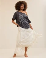 Aerie Lace Trim Maxi Skirt