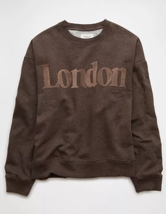 AE London Velvet Graphic Crew Neck Sweatshirt - Image 3