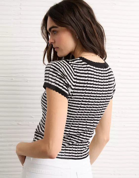 AE Henley Pointelle Sweater T-Shirt - Image 2