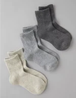AE Solid Cropped Crew Socks 3-Pack