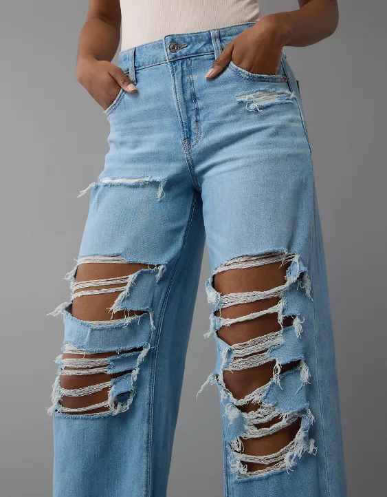 AE Dreamy Drape Stretch Ripped Super High-Waisted Baggy Wide-Leg Jean - Image 6