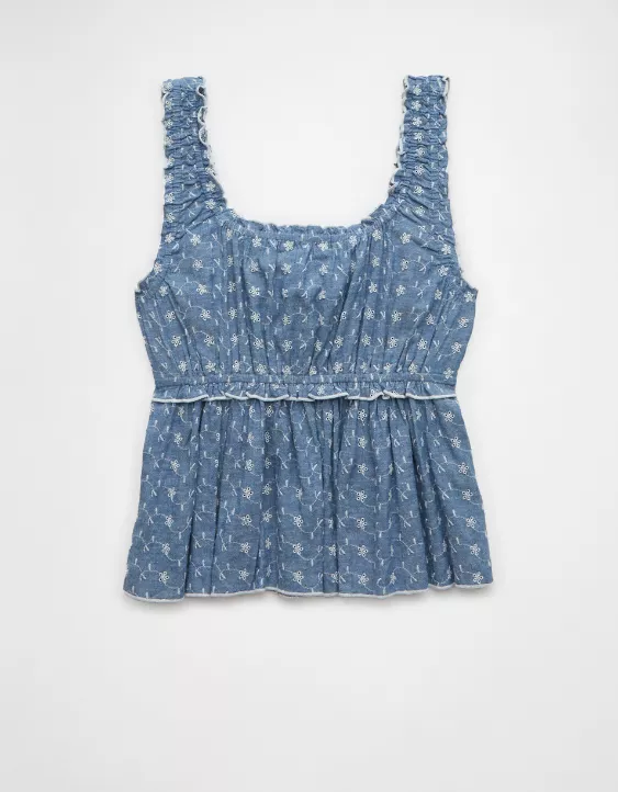 AE Ruched Strap Cropped Tank Top - Image 4