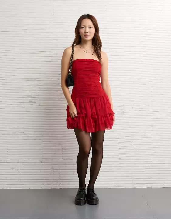 AE Ruched Ruffle Mini Dress - Image 5