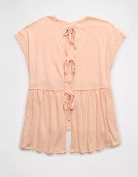 AE Sunchaser Knit Tie Back Babydoll T-Shirt - Image 4