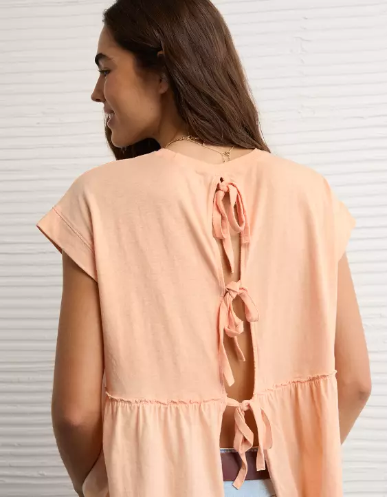 AE Sunchaser Knit Tie Back Babydoll T-Shirt - Image 2