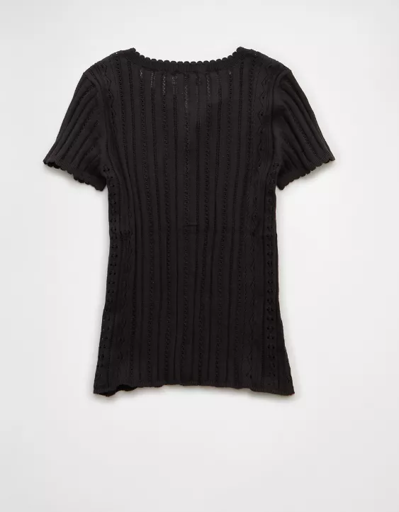 AE Henley Pointelle Sweater T-Shirt - Image 4