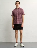 AE 24/7 Club Logo Striped Polo Shirt