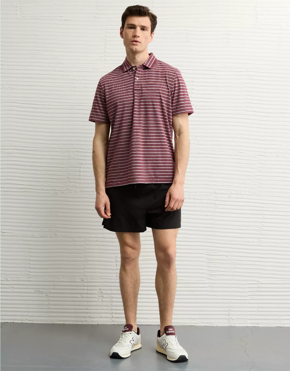 AE 24/7 Club Logo Striped Polo Shirt