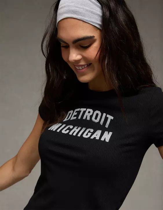 AE Detroit Michigan Graphic Hey Baby Tee - Image 6
