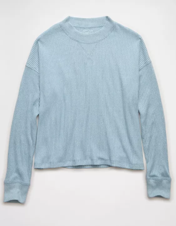 AE Long-Sleeve Waffle Plush Crew Neck Tee - Image 3