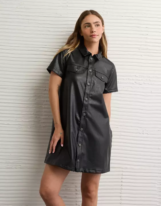 AE Faux Leather Mini Dress - Image 4