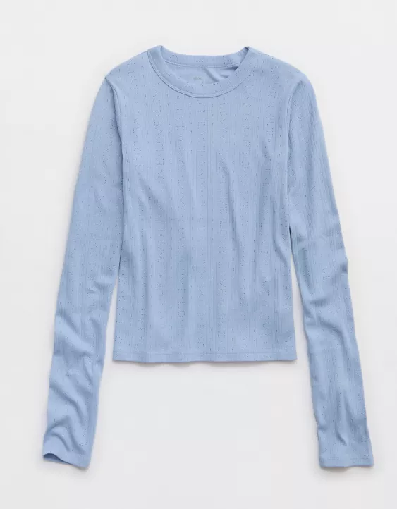 Aerie Pointelle Long Sleeve Top - Image 3