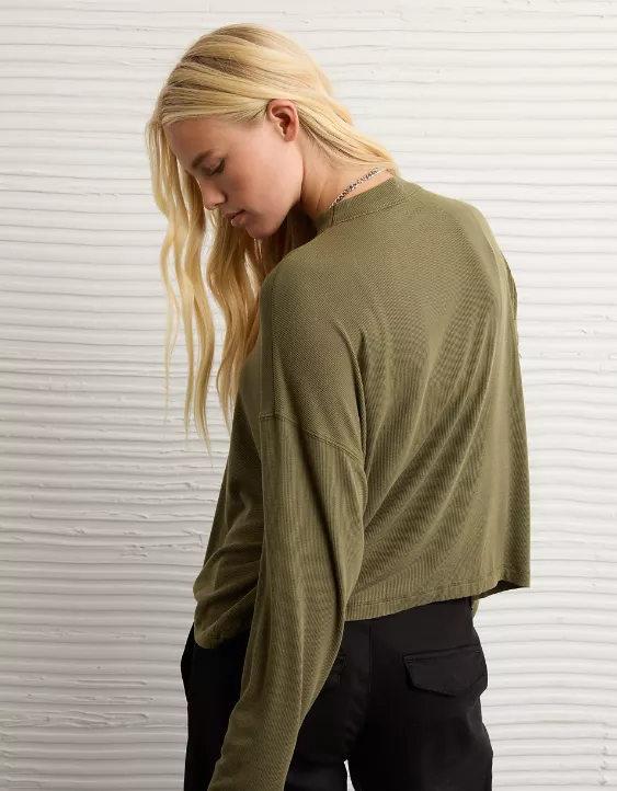 AE Soft & Sexy Long Sleeve Mockneck T-Shirt - Image 2