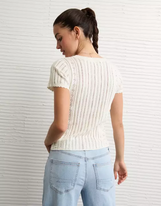 AE Henley Pointelle Sweater T-Shirt - Image 2