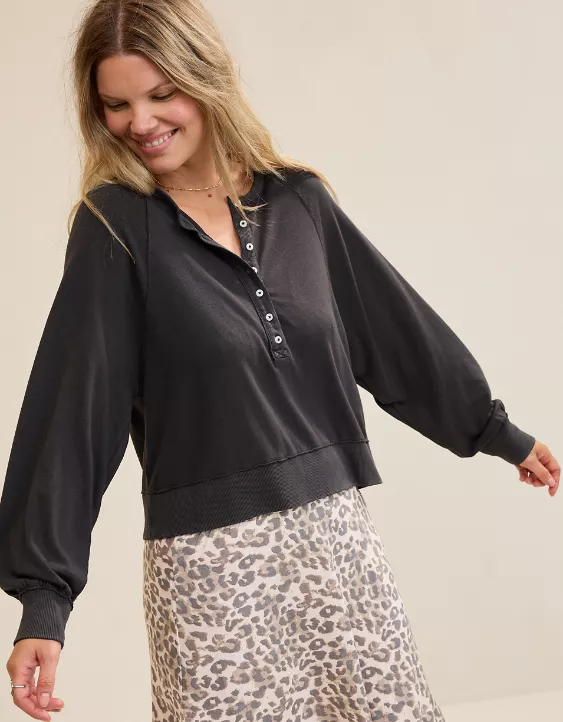 Aerie Happy Snit Henley T-Shirt - Image 5