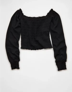 AE Sunchaser Off-the-Shoulder Smocked Tee