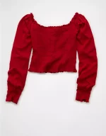 AE Sunchaser Off-the-Shoulder Smocked Tee