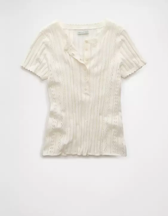 AE Henley Pointelle Sweater T-Shirt - Image 3