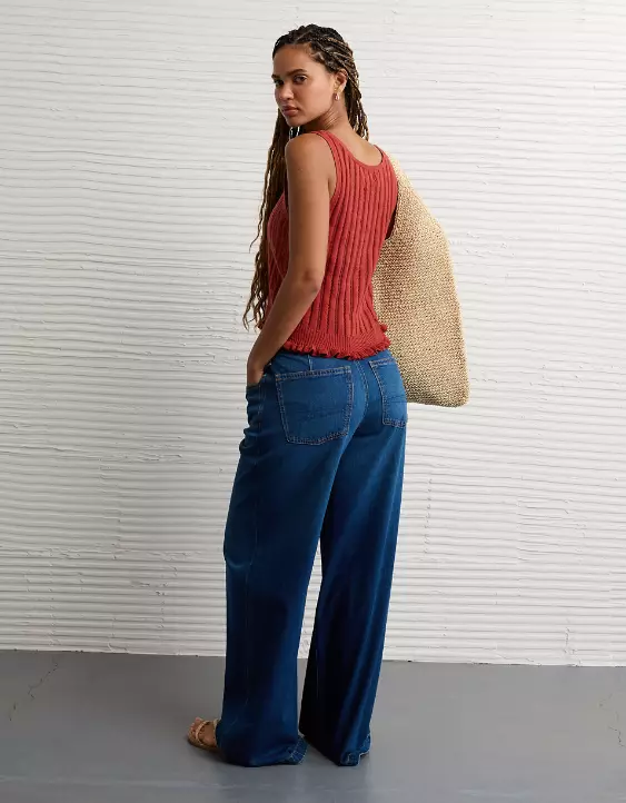 AE Pointelle Peplum Sweater Tank Top - Image 2